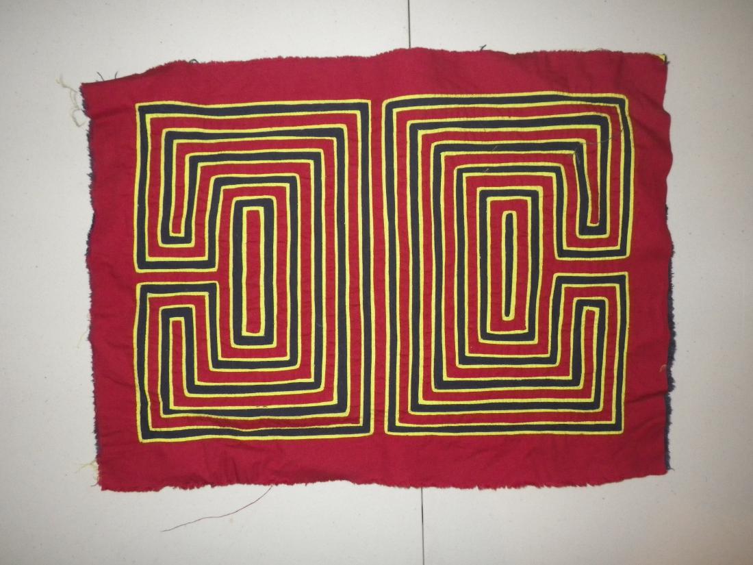 Dark Red with Maze Native American Mola: Approx. 17.75" x 12.75". Weighs 2 ounces.