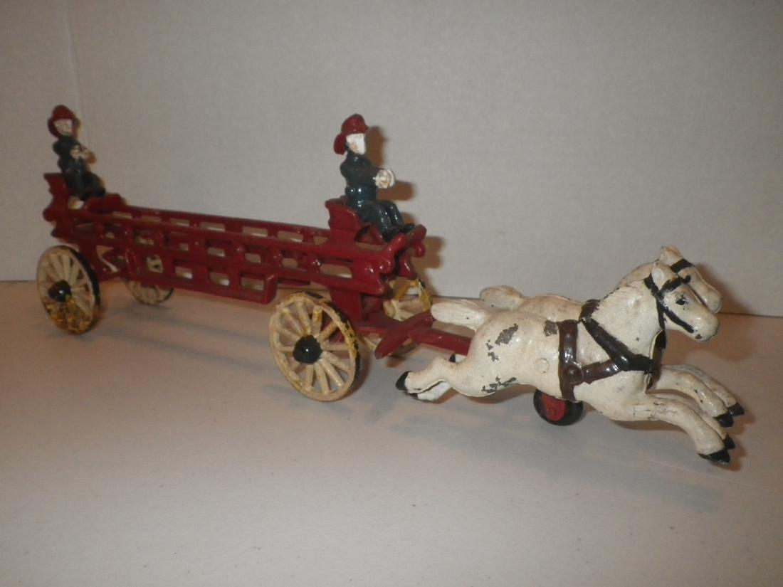 Cast Iron Fire Dept FD Horse Drawn Hook & Ladder Tiller (1 of 10)