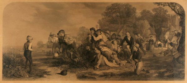 Webster (Thomas). Foot Ball, pub. Moore, McQueen: Webster (Thomas). Foot Ball, pub. Moore, McQueen & Co., 6 June, 1864, uncoloured engraving by Henry Lemon, image approx. 910 x 400 mm, framed and glazed