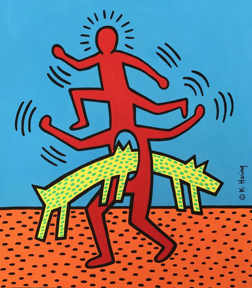 Signed K.Haring Gouache on paper (1 of 1)