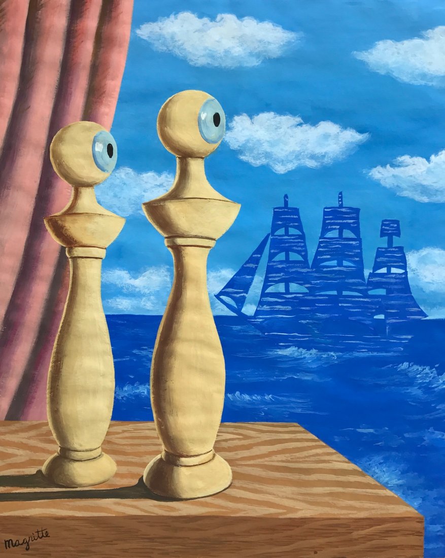 René MAGRITTE (1898-1967) Gouache on Paper: Rene Magritte. Size: 13 by 10 in. Technique: Gouache on paper. Provenance: Property from a distinguished Belgian collection COA by Alberto Marin (Art Expert)