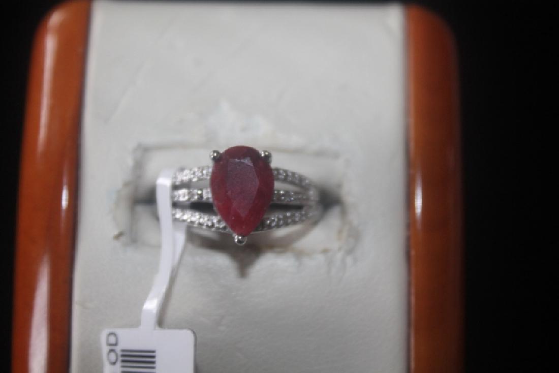 Stunning Pigeon Blood Ruby & Diamond Band Ring (1 of 1)