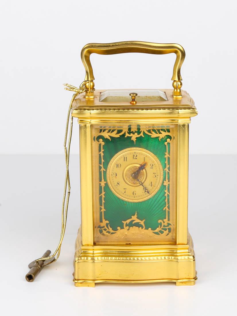 French carriage clock with green enamel (1 of 5)