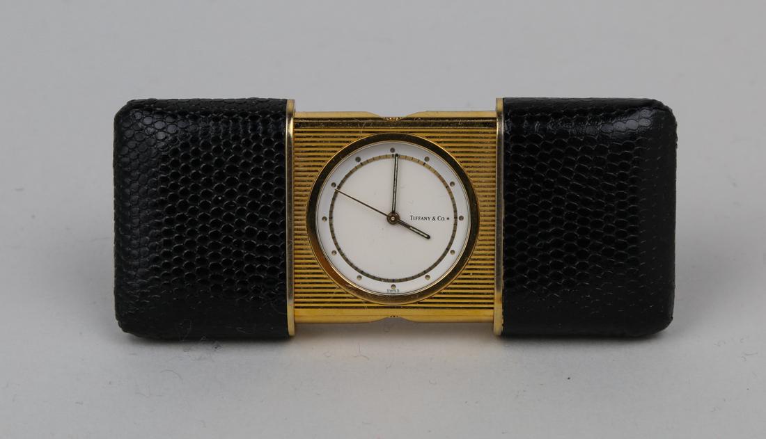 Tiffany travel mini gold filed clock (1 of 4)