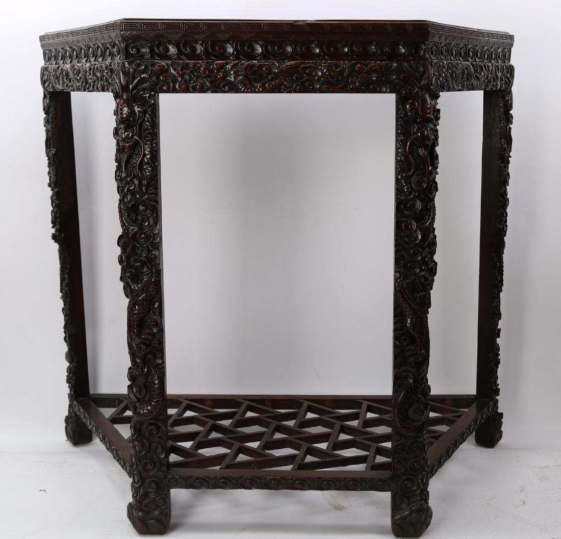 Chinese antique rosewood half table carved (1 of 4)