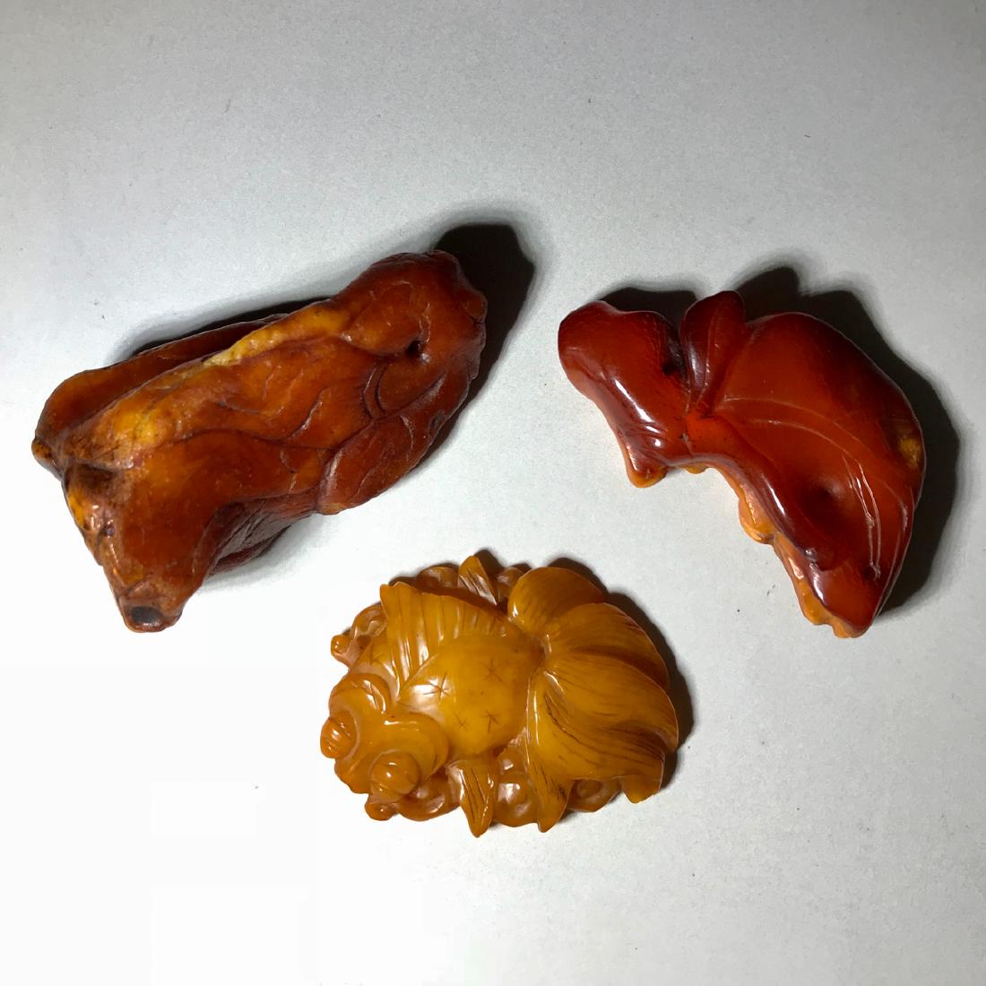 Three old beeswax carved decorations (1 of 8)