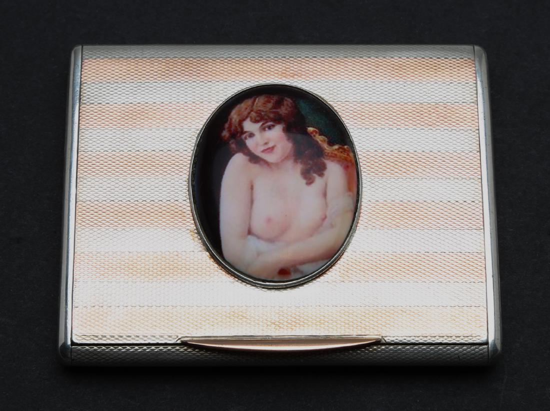 Antique silver enamel business card box (1 of 3)