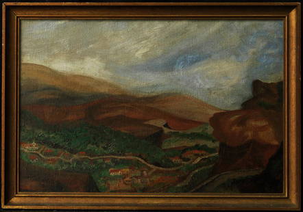 Andrew Dasburg (New York, New Mexico / France 1887 -: Description: Andrew Michael Dasburg (American, 1887-1979) LandscapeSigned and dated "Dasburg 48" lower left.Oil / Artist board, 12 x 18 in. 13 1/2 x 19 1/2 (overall), framed. Condition: Good overall