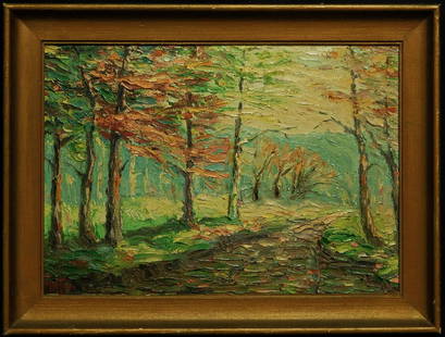 Harry Leslie Hoffman (Connecticut 1871/1874 - 1964) Oil: Description: Signed lower left, Dimensions: 10" x 14", 12 1/2" x 16 1/2" overall. Artist or Maker: Harry Leslie Hoffman (1871/1874 - 1964) Medium: oil on board Great Overall Condition Biography from