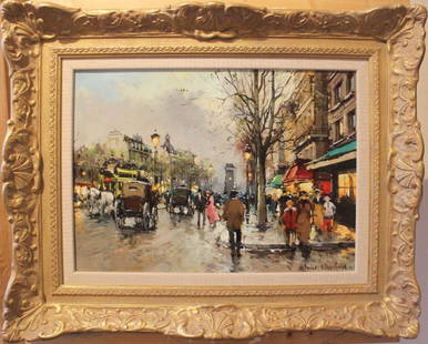 Oil on canvas Les Grandes Boulevard Antoine Blanchard: Seller Notes: â€œGallery condition.The painting has just been fully cleaned and checked in a ornate gilt frame .â€Original/ Repro: Original Date of Creation: Pre-1900Style:Impressionist