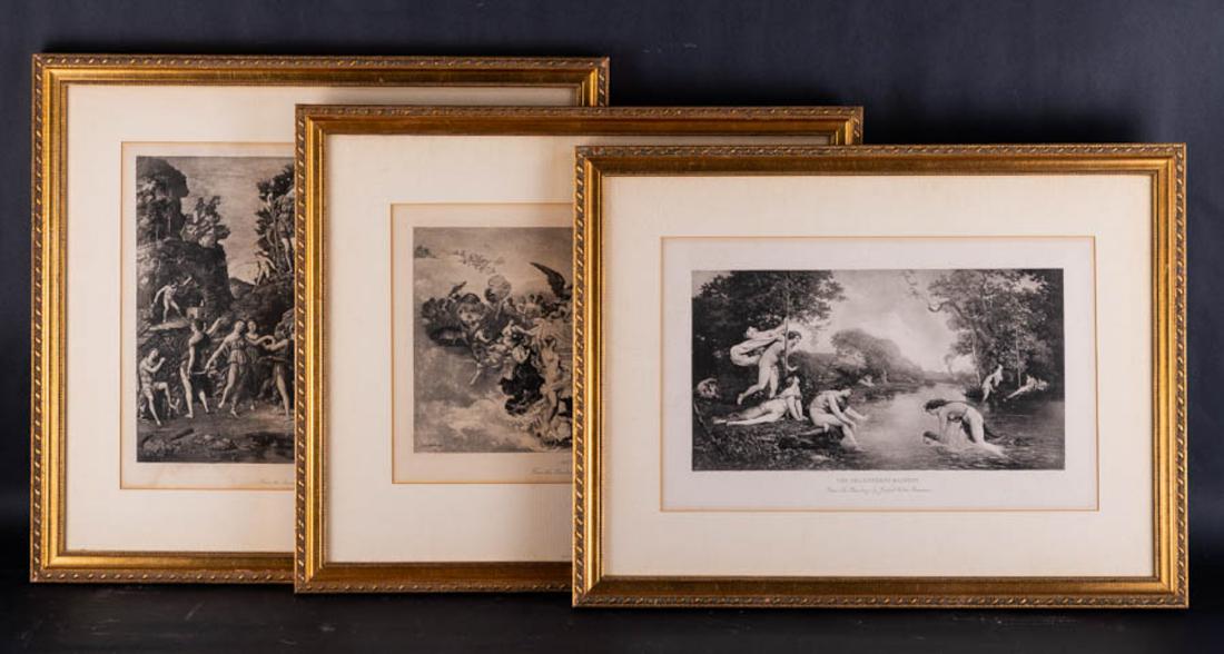 Set Of 3 Antique Print On Paper "Childhood Of Bacchus", (1 of 10)