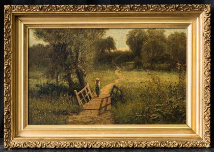 Jervis McEntee(1828-1891)New York Listed Artist Oil: Medium: Oil on board Size: 11" x 17 1/2" Frame Size: 15" x 21 1/2" Condition: Great, No Blemishes Style: Realist Artist: Jervis McEntee (1828 - 1891) Jervis McEntee (1828 - 1891) Jervis McEntee