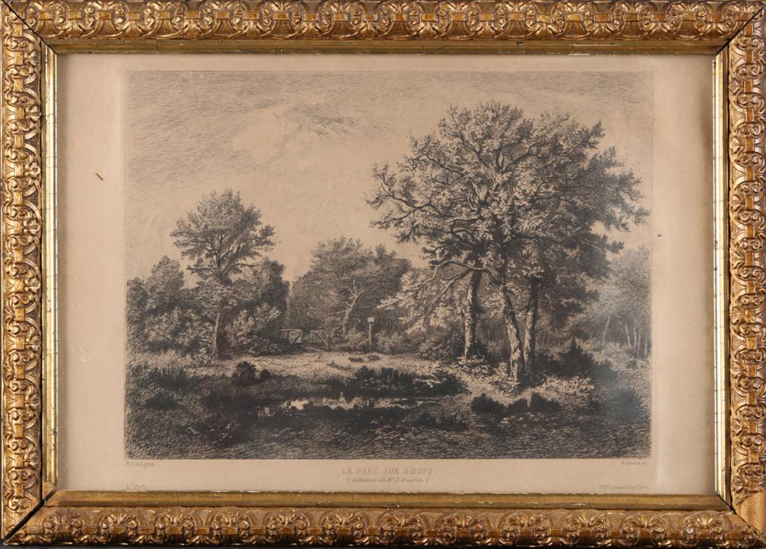 French Antique Engraving Print "Le parc aux boeufs" (1 of 8)