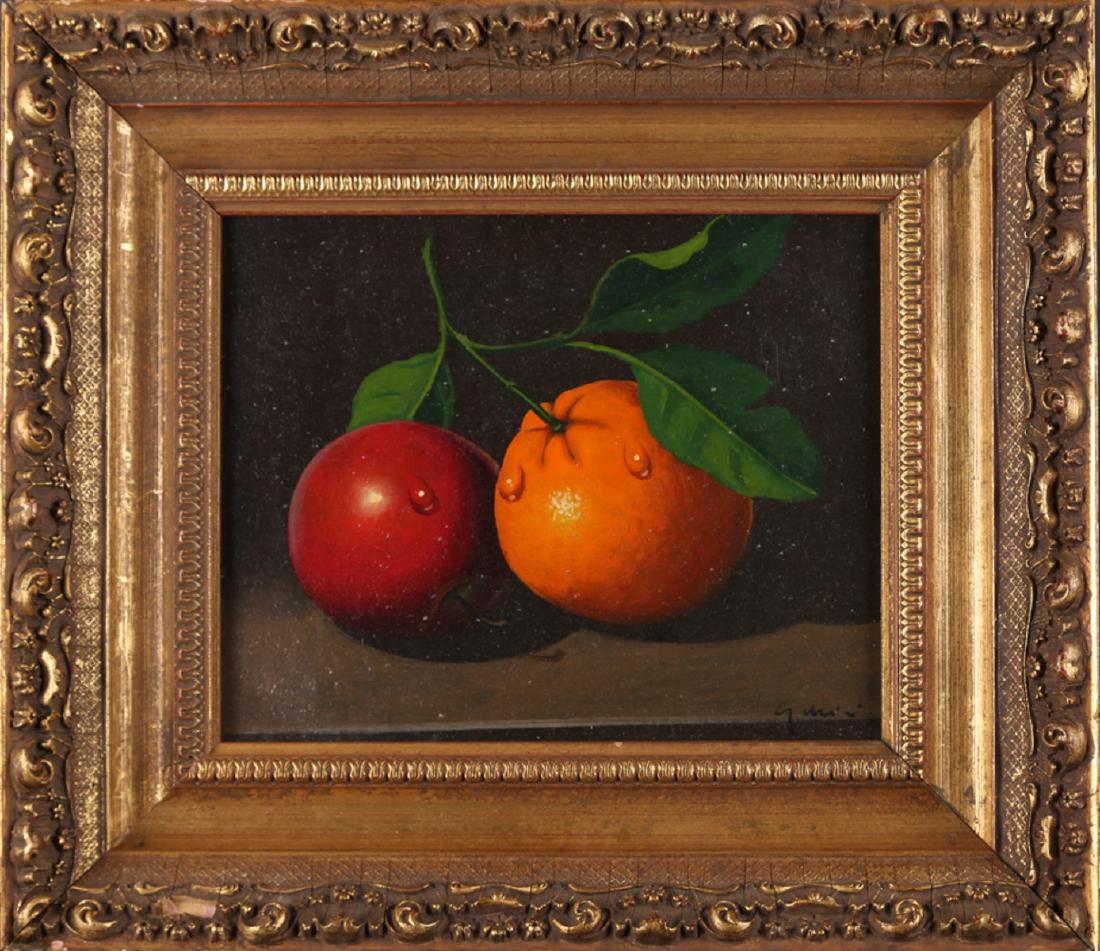 Fruit on Table Still Lift Oil on Canva "A Bowl Of: Title: "A Bowl Of Anemone" Material: Oil on Canva Size:9" X 7" Frame:15" X 13" Age:1950s Art: Unclear Signature: Lowe Right Condition: Great Overall Provenance: Collection from Estate in New Jersey Sh