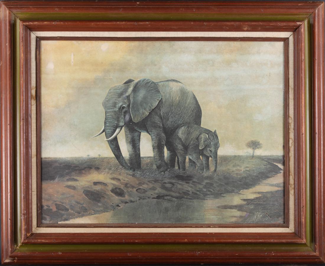 Original Oil Painting "Elephant Mother & Son" (1 of 11)