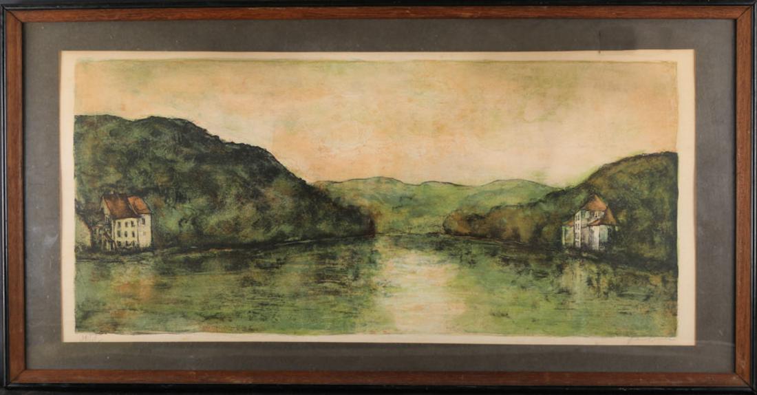 Old Limited Edition Lithograph "River" Signed With COA (1 of 8)