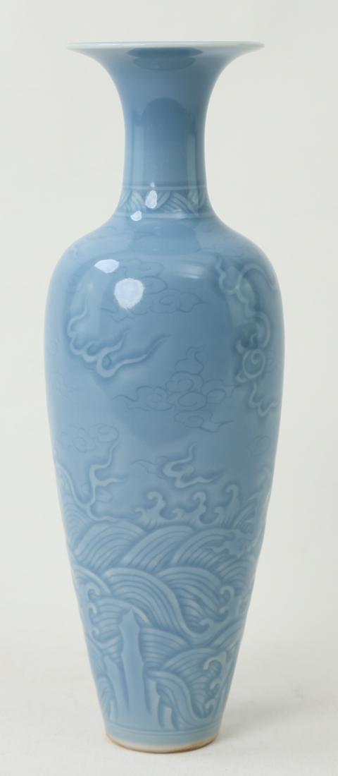 A CHINESE CELADON-GLAZED 'DRAGON' BALUSTER VASE (1 of 5)