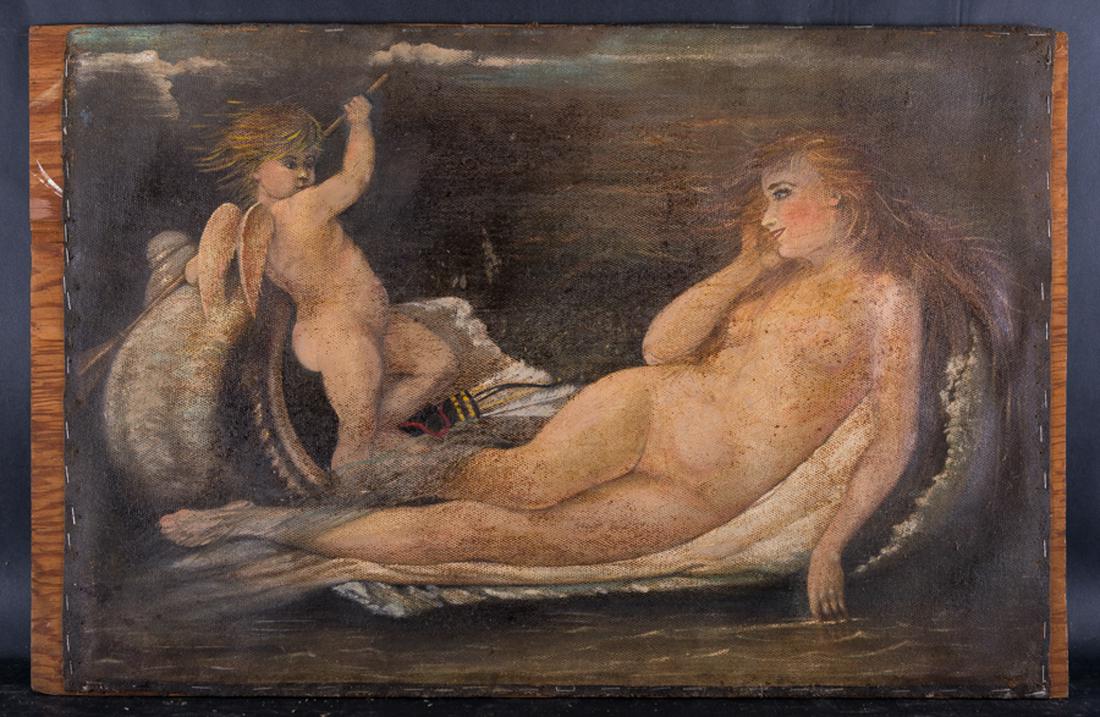 Antique Old Master Oil Painting "Girl And Angel" (1 of 10)