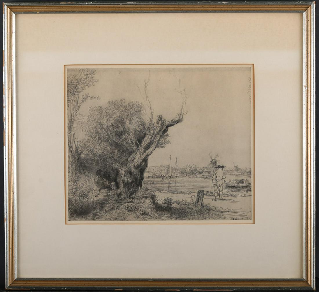 Antique Antique Etching Print "Lover" (1 of 7)