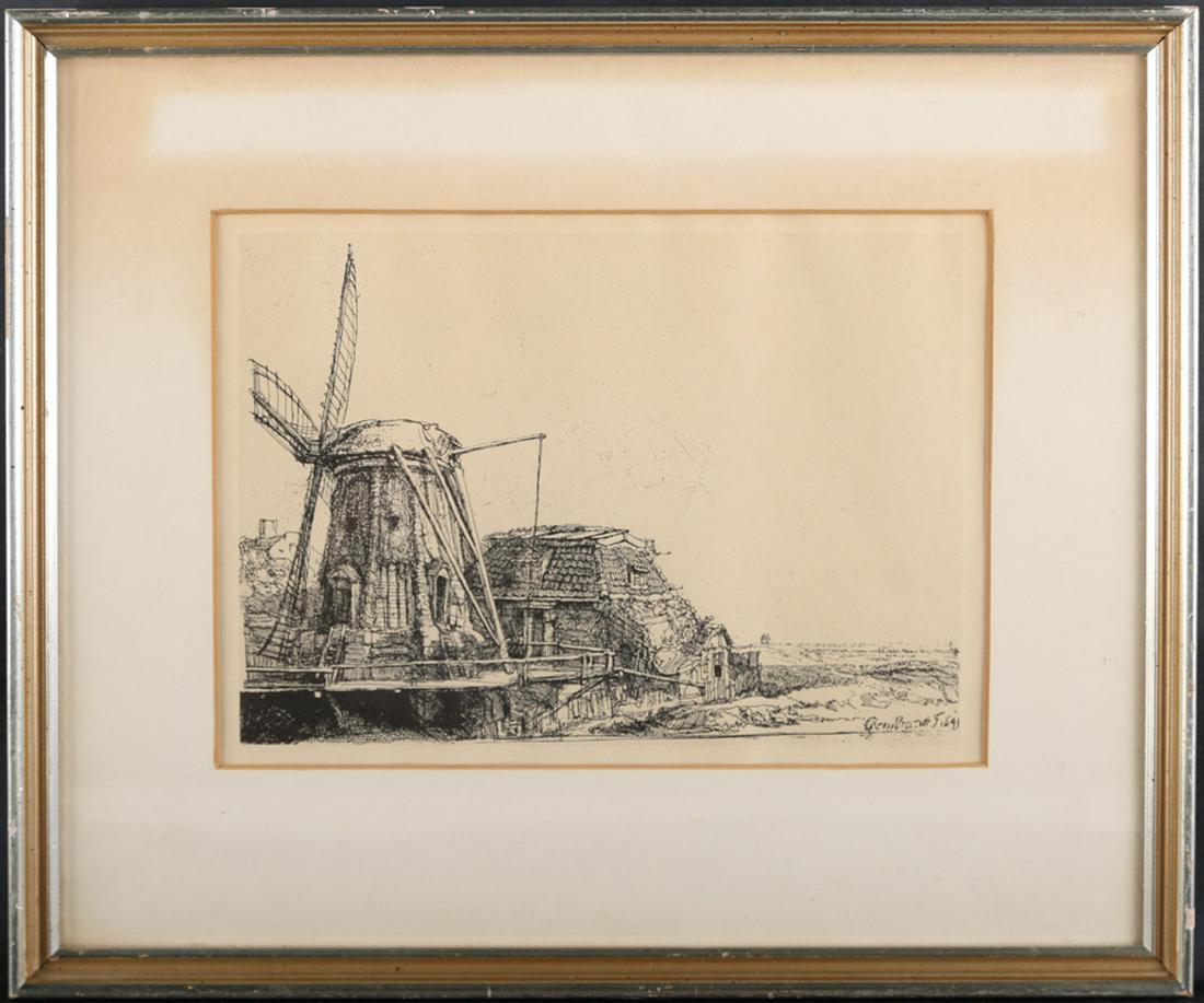 Antique Antique Etching Print "Village" (1 of 7)