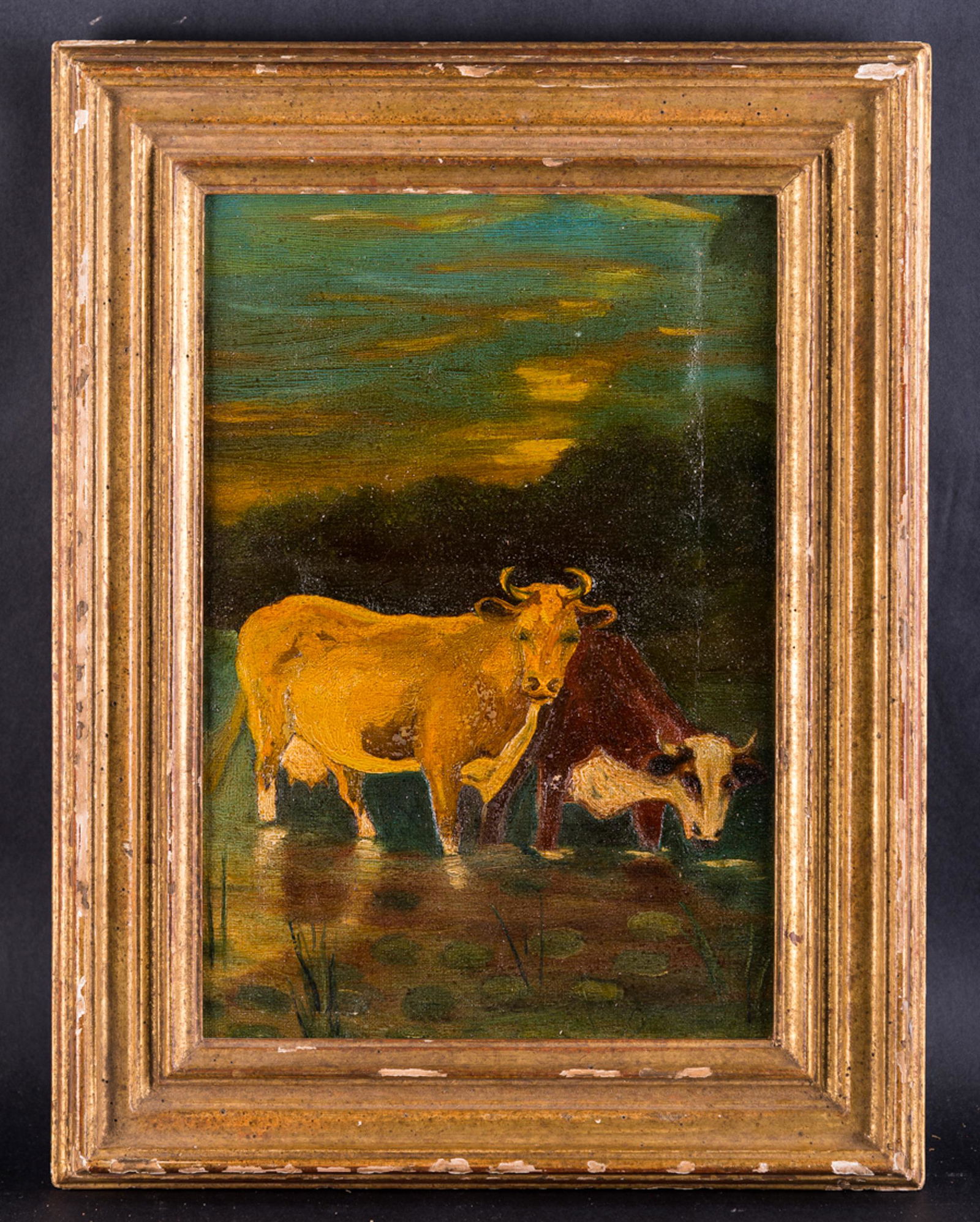 Small Antique American Folk Art Oil Painting "Portrait (1 of 10)