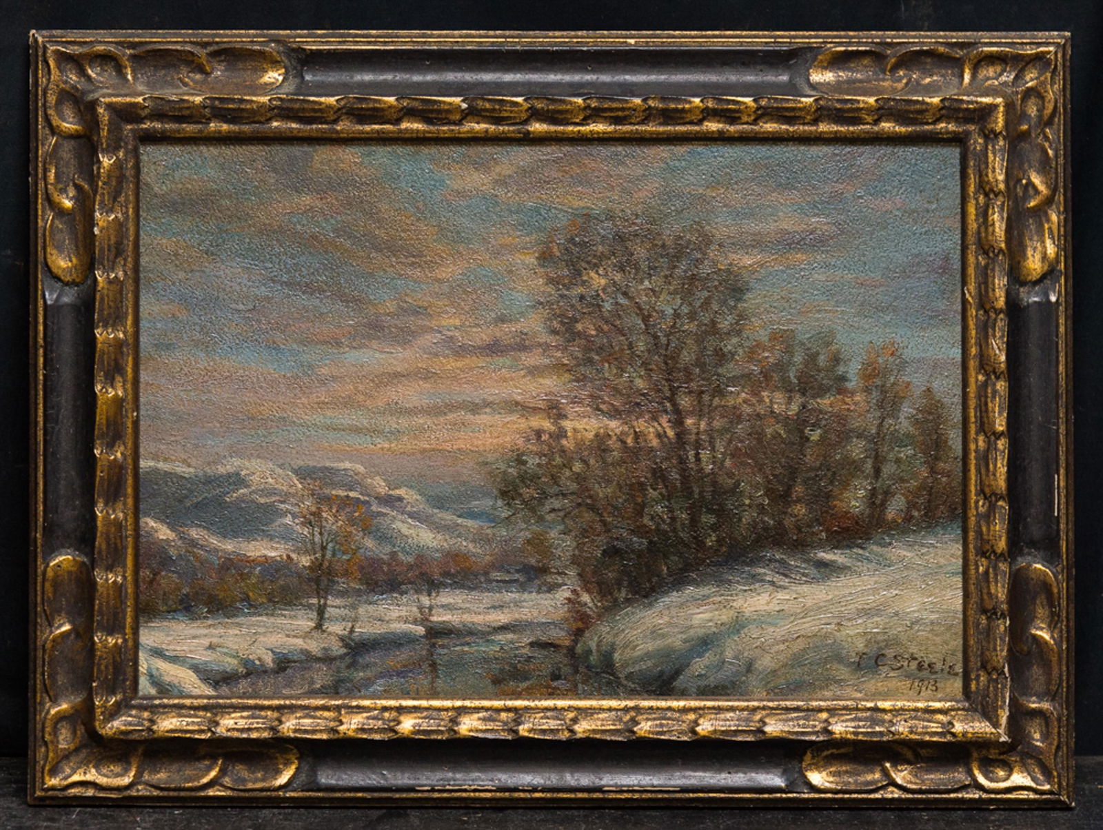 Theodore Clement Steele (1847 - 1926) California: Theodore Clement Steele (1847 - 1926) Theodore Clement Steele was active/lived in Indiana, California. Theodore Steele is known for landscape, coastal views and portrait painting. Medium: Oil on board