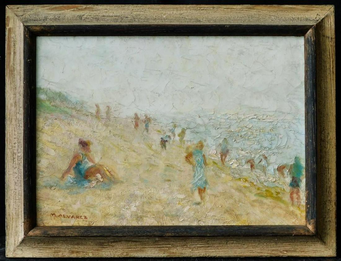 Mabel Alvarez (California, Hawaii 1891 - 1985) Oil: Mabel Alvarez (1891 - 1985) Mabel Alvarez was active/lived in California, Hawaii. Mabel Alvarez is known for mod portrait, still life, and figure painting. Oil / Board. Painting size, 10 x14 inches; F