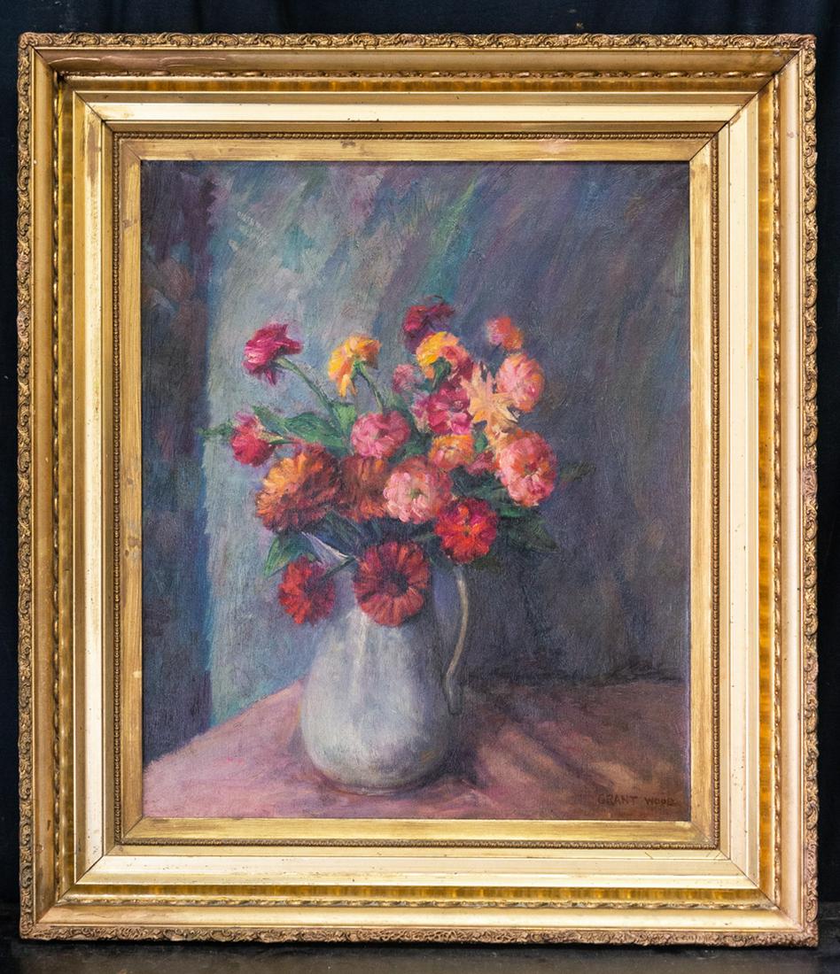 Grant Wood  (1891 - 1942) Iowa Artist Still Life Oil (1 of 10)