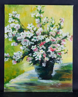 Artist Bo Song Fine Art Original Oil Painting "Flower: Medium: Oil on canvas Size: 15.5" x 20" Frame Size: Framing Option Available! Please Message Us For Details! Age: 2000s Condition: Good, no damage seen Artist: Bo Song Great for collection or home