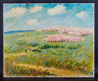 Fine Art Original Oil Painting By Artist Li Zhu "Spring: Medium: Oil on canvas Size: 16" x 13" Frame Size: Framing Option Available! Please Message Us For Details! Age: 2000s Condition: Good, no damage seen Artist: Li Zhu Great for collection or home