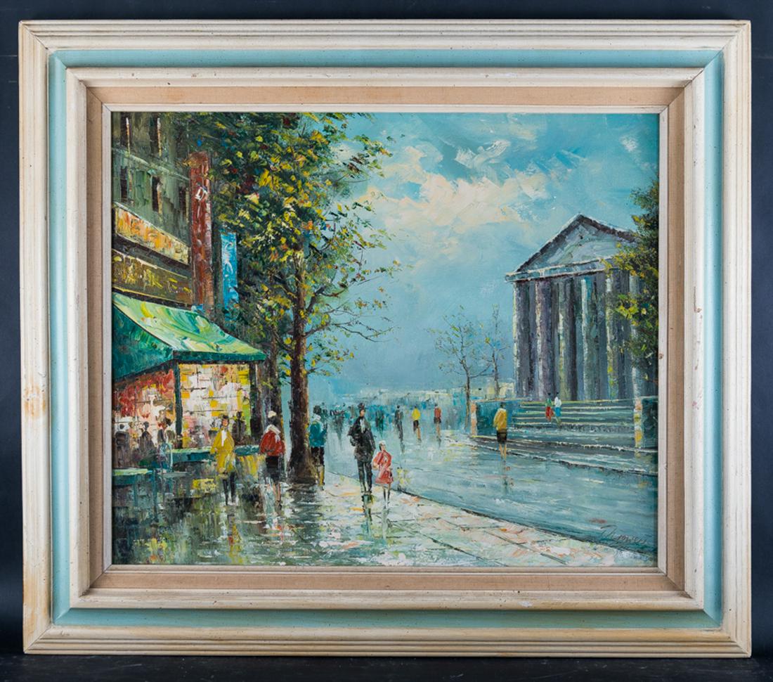 Attb. Edouard Cortes French Artist Oil "Paris Street: Title: Paris Street Scene Medium: Oil on canvas Style: Impressionist Size: 20" x 24" Frame Size: 27" x 31" Age: 1970s Condition: Good, no damage seen good condition for its age. Signature: Signed, unc