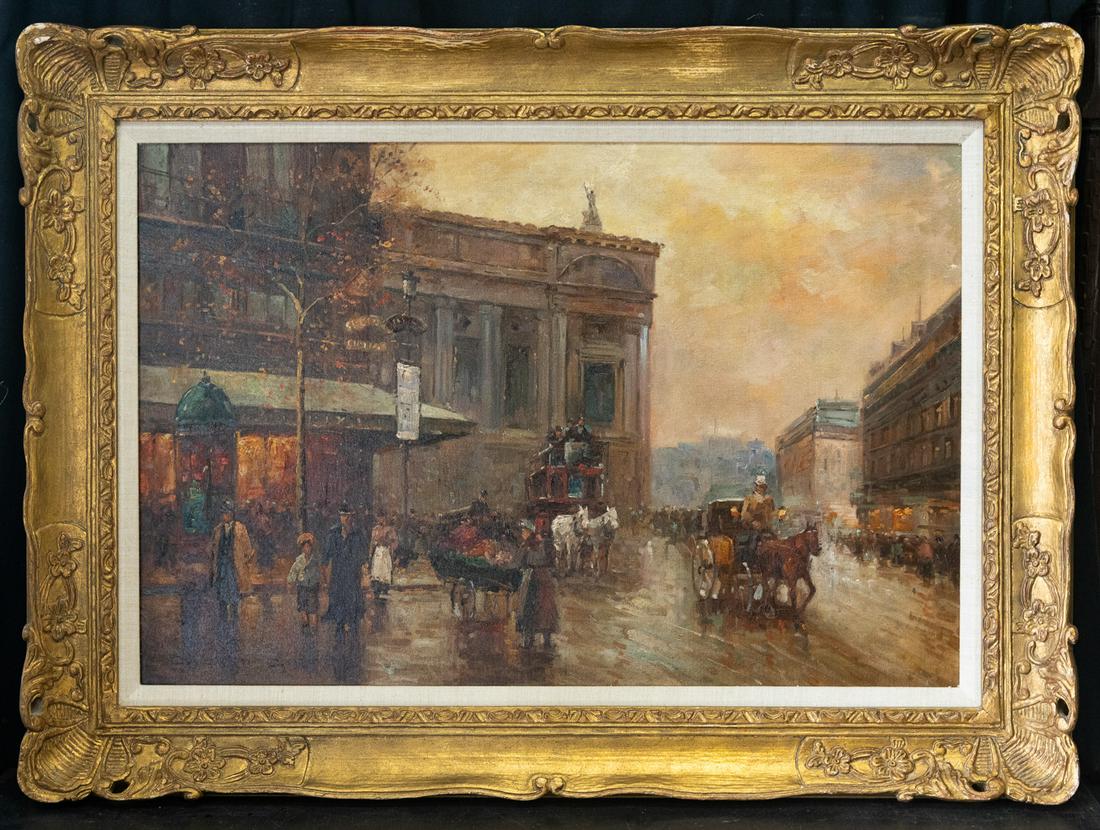 Edouard Leon Cortes (1882 - 1969)(ATTB) French Artist: Edouard Leon Cortes (1882 - 1969) Edouard Leon Cortes was active/lived in France. Edouard Cortes is known for street-scene painting. Medium: oil on canvas Size: 24" x 36" Frame Size: 33" x 45" Conditi