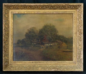 William Buck  (1840 - 1888) Louisiana Artist Oil: William Buck (1840 - 1888) William Henry Buck was active/lived in Louisiana / Norway. William Buck is known for sub-tropical landscape, genre. Medium: oil on canvas Size: 16 1/2" x 20" Frame Size: 23