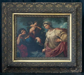 Antique After Old Master Original Oil On Copper "Couple: Medium: Oil on copper Size: 16" x 20" Frame Size: 27" x 31" Condition: Great, No Blemishes Style: Old Master Circa: 1800-1899 PROVENANCE Private Collection from New York Shipping: shipping rates