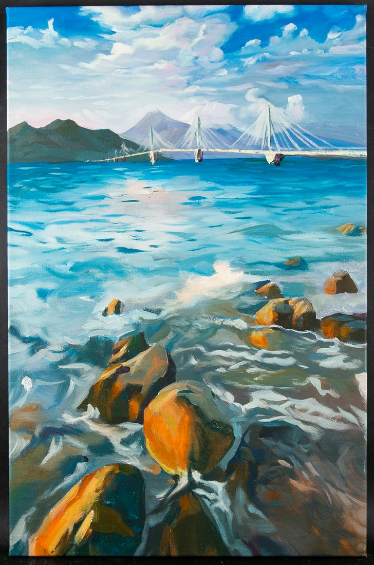 Guoqiang Ning Nautical Original Oil On Canvas "Baiqiao (1 of 8)