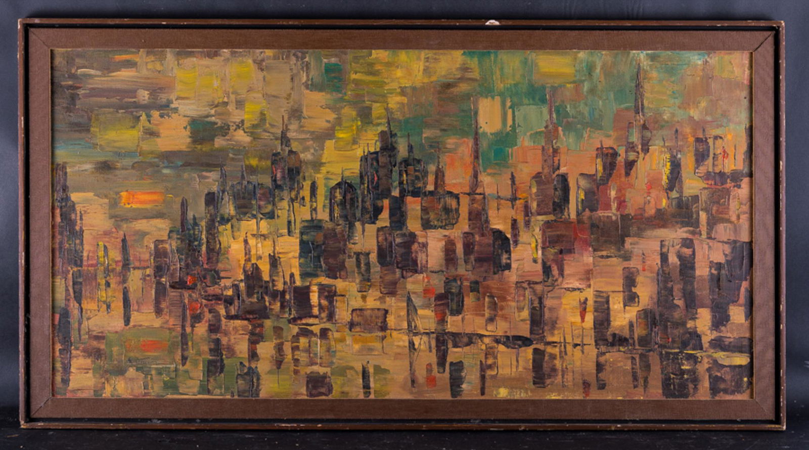 Mid Century Abstract/Modernist Oil Painting "Citiscape" (1 of 10)
