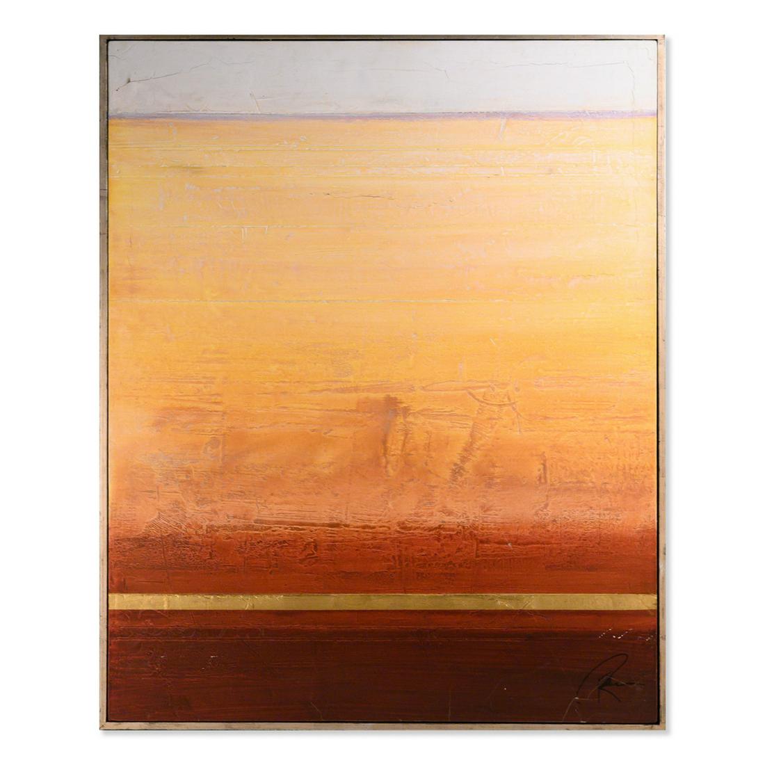 Large Vintage Abstract Original Oil "Horizon" Signed (1 of 10)