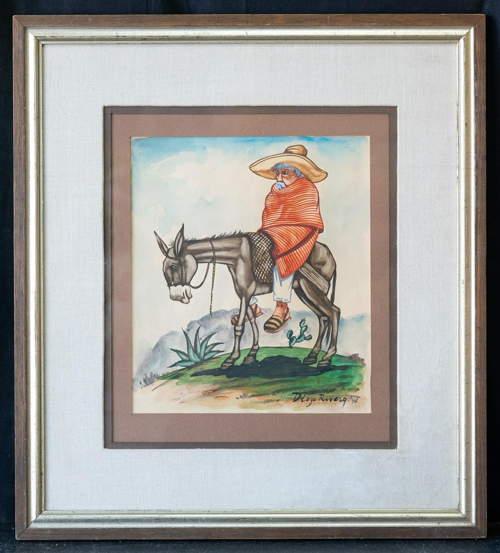 Diego Rivera (1886 - 1957) Mexican Artist Watercolor (1 of 10)