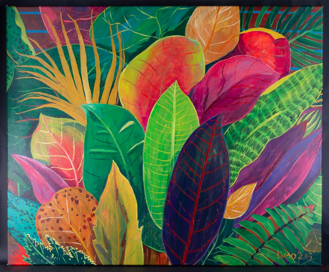 Fine Art Art Nouveau Original Oil Painting "Plants 2" (1 of 6)