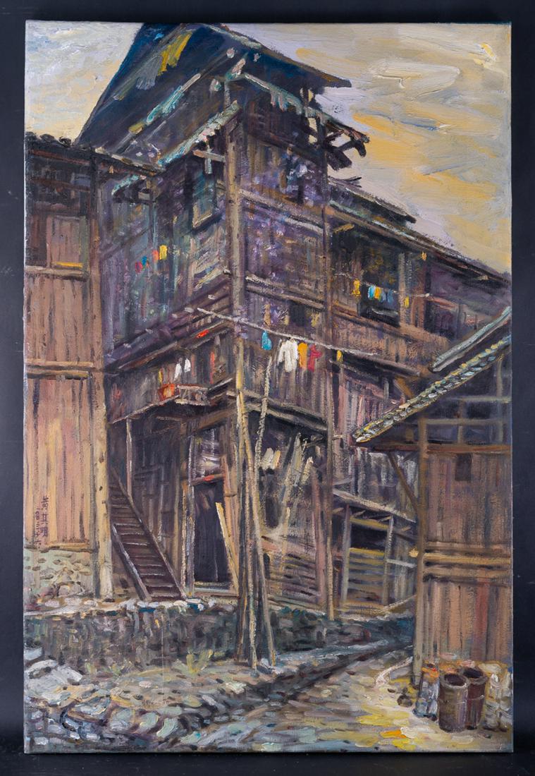 Beautiful Realist Original Oil Painting "Wood House" (1 of 6)