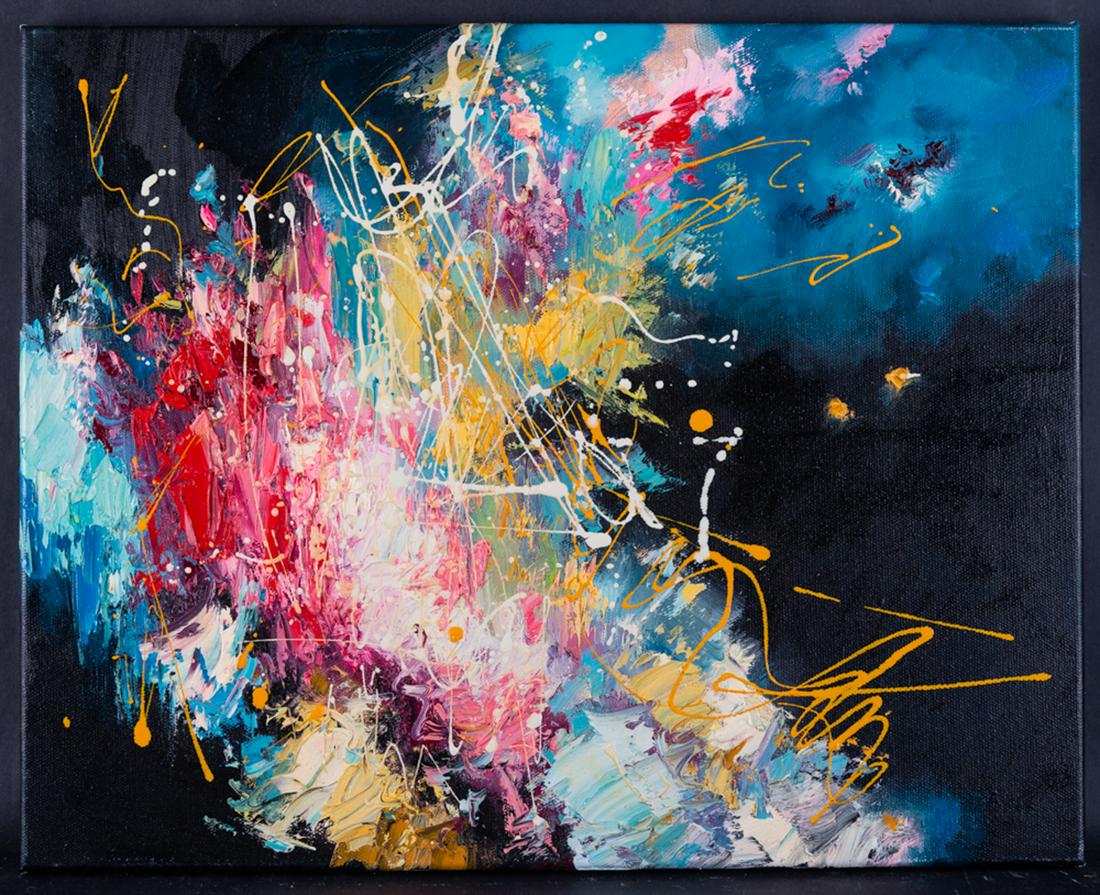 Abstract Original Oil Painting "Rhythm 5": Medium: Oil on canvas Size: 19.5" x 15.5" Frame Size: Framing Option Available! Please Message Us For Details! Age: 2000s Condition: Good, no damage seen Artist: Xin Lu Great for collection or home de