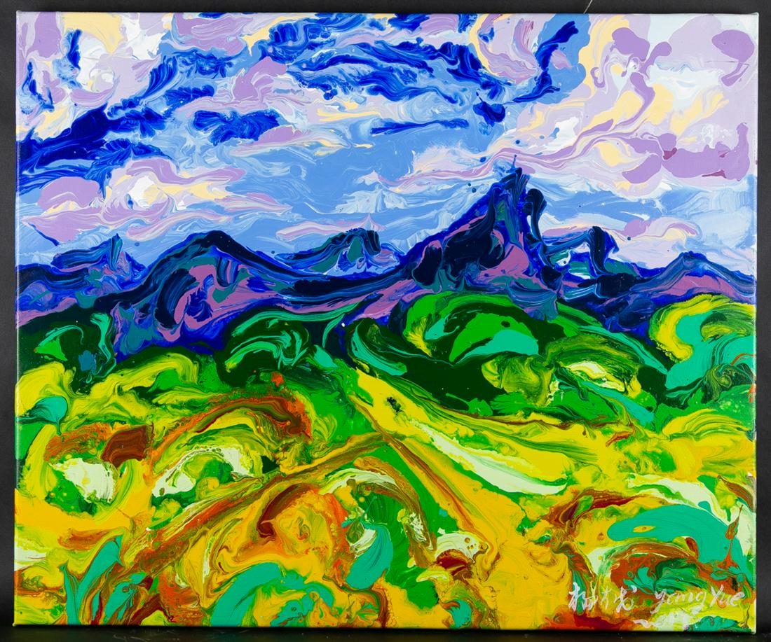 Fine Art Abstract Landscape Original Oil Painting By: Medium: Oil on canvas Size: 23.5" x 19.5" Frame Size: None Age: 2000s Condition: Good, no damage seen Artist: Yue Yang Great for collection or home decoration. Provenance: Direct from the artist. Gu