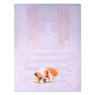 Large Surrealist Original Oil Painting "Dream": Title: Dream Medium: Oil on canvas Size: 51" x 38" Frame Size: Framing Option Available! Please Message Us For Details! Age: 2000s Condition: Good, no damage seen Artist: Haipeng Wang Great for