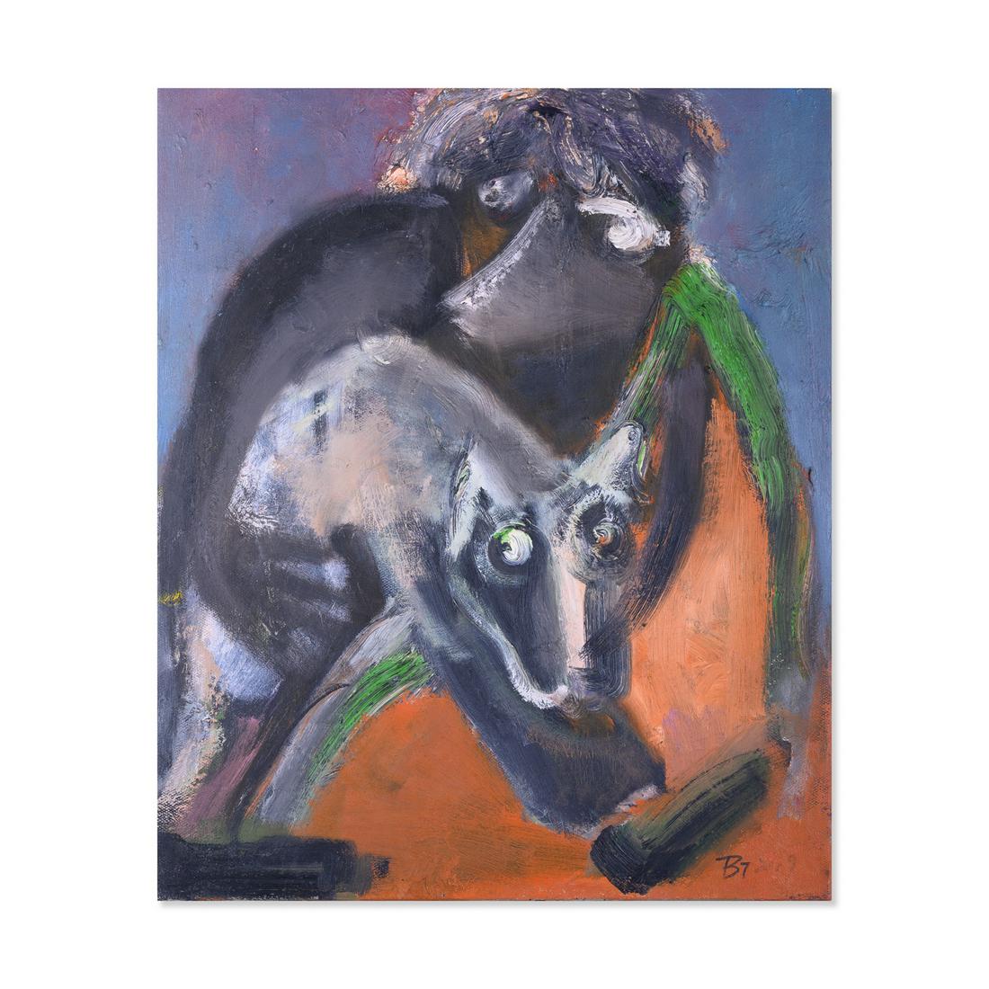 Abstract Original Oil By Artist Teer Ba "No. 52 Man (1 of 8)