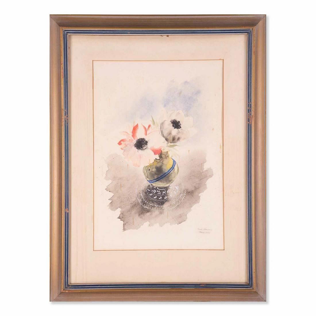 Dated 1937 Impressionist Watercolor On Paper "Flowers" (1 of 10)