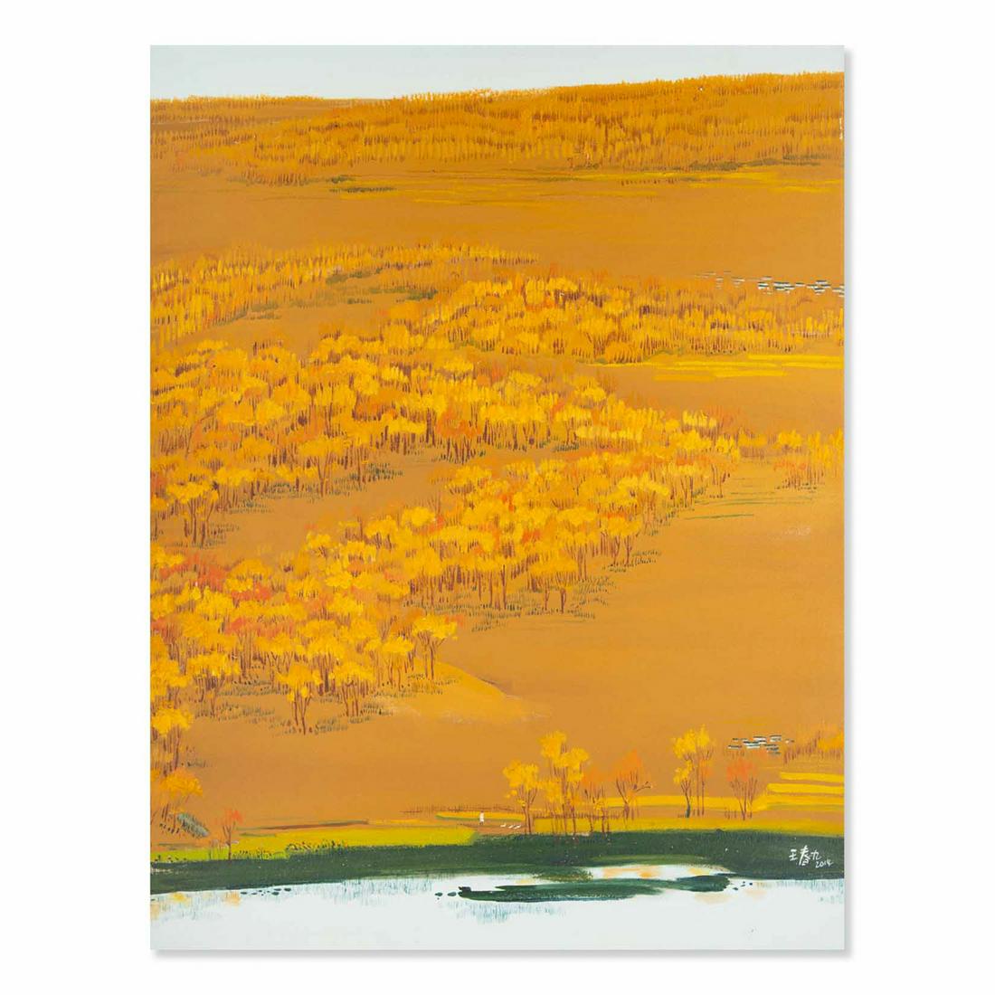 Large Post Impressionist Oil Painting "Yellow Trees" (1 of 10)