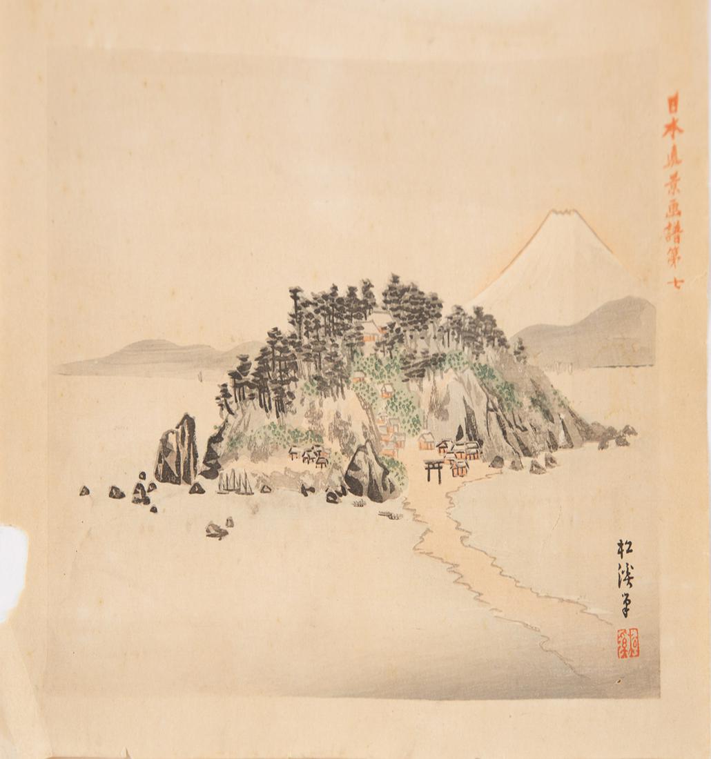 Japanese Antique Ukiyo-e Print On Paper "Fuji (1 of 10)