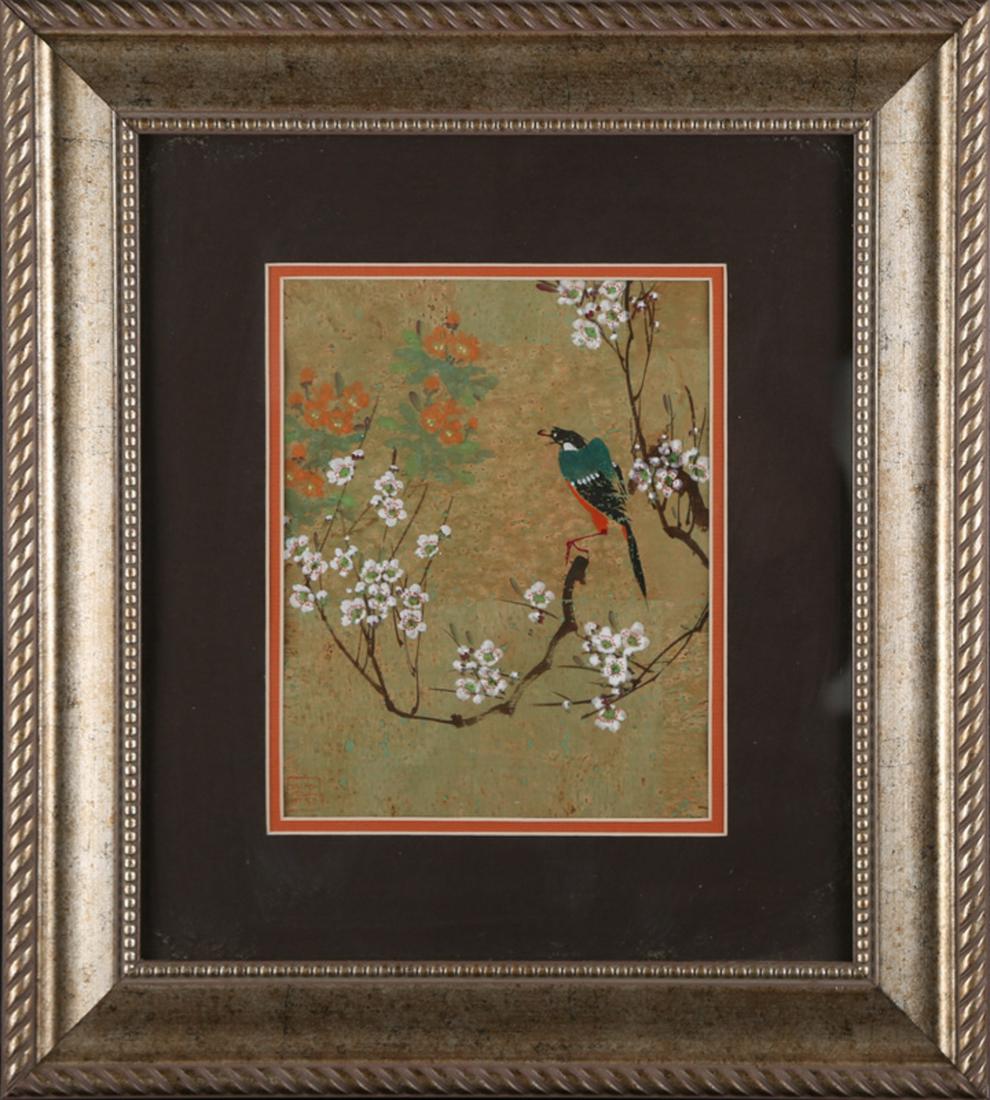 Beatiful Decoration Watercolor On Paper "Bird With (1 of 7)