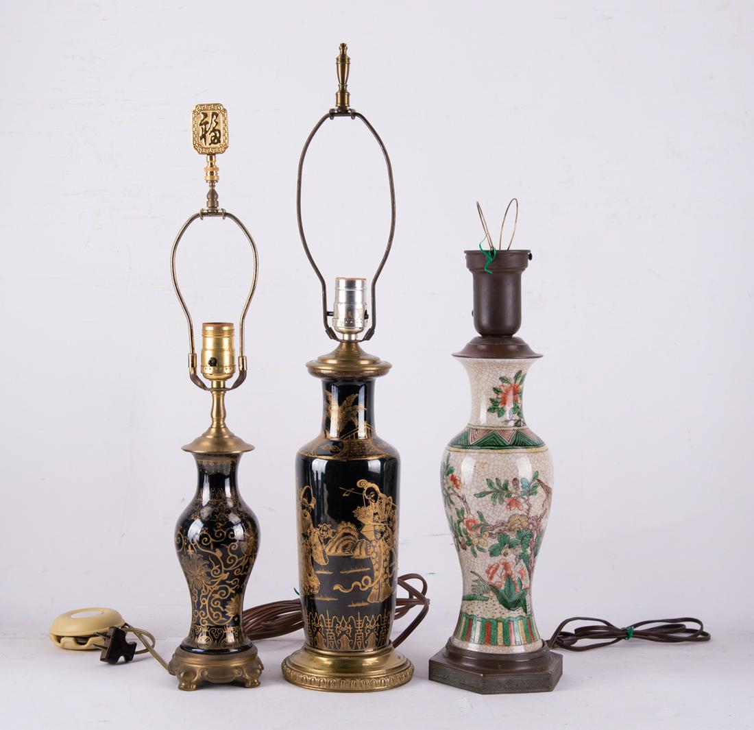 Three Chinese Porcelain Table Lamps (1 of 6)