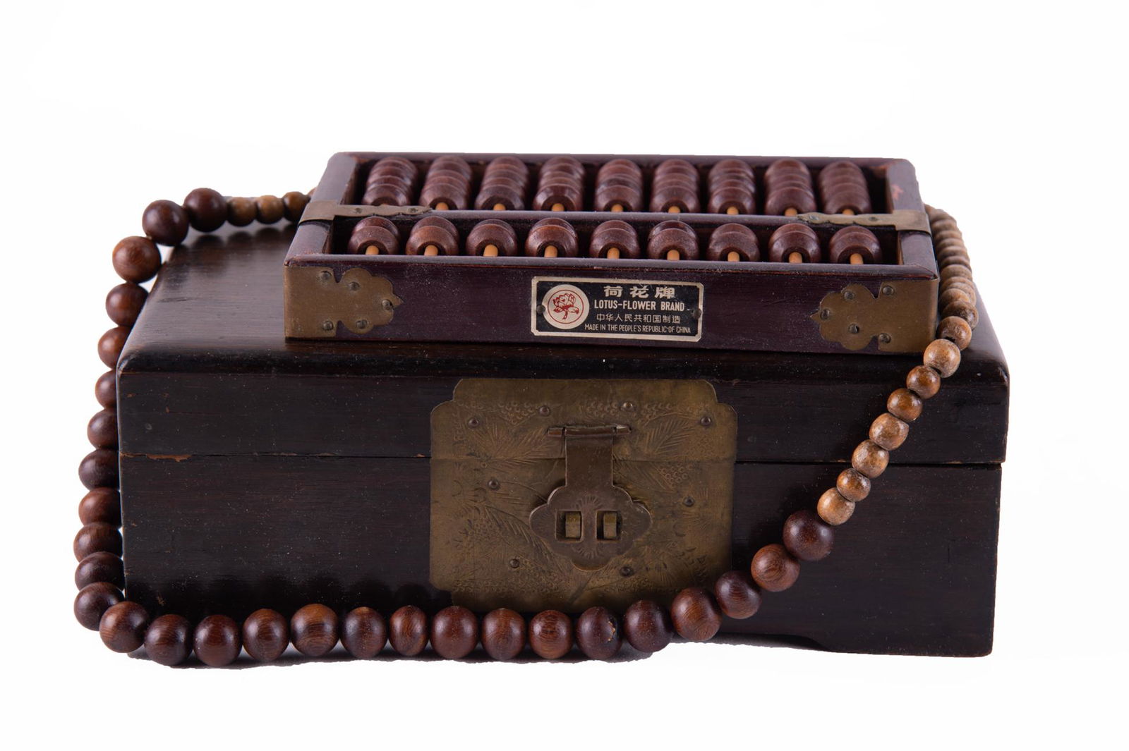 Chinese Rosewood Abacus,wooded box and Necklace (1 of 6)